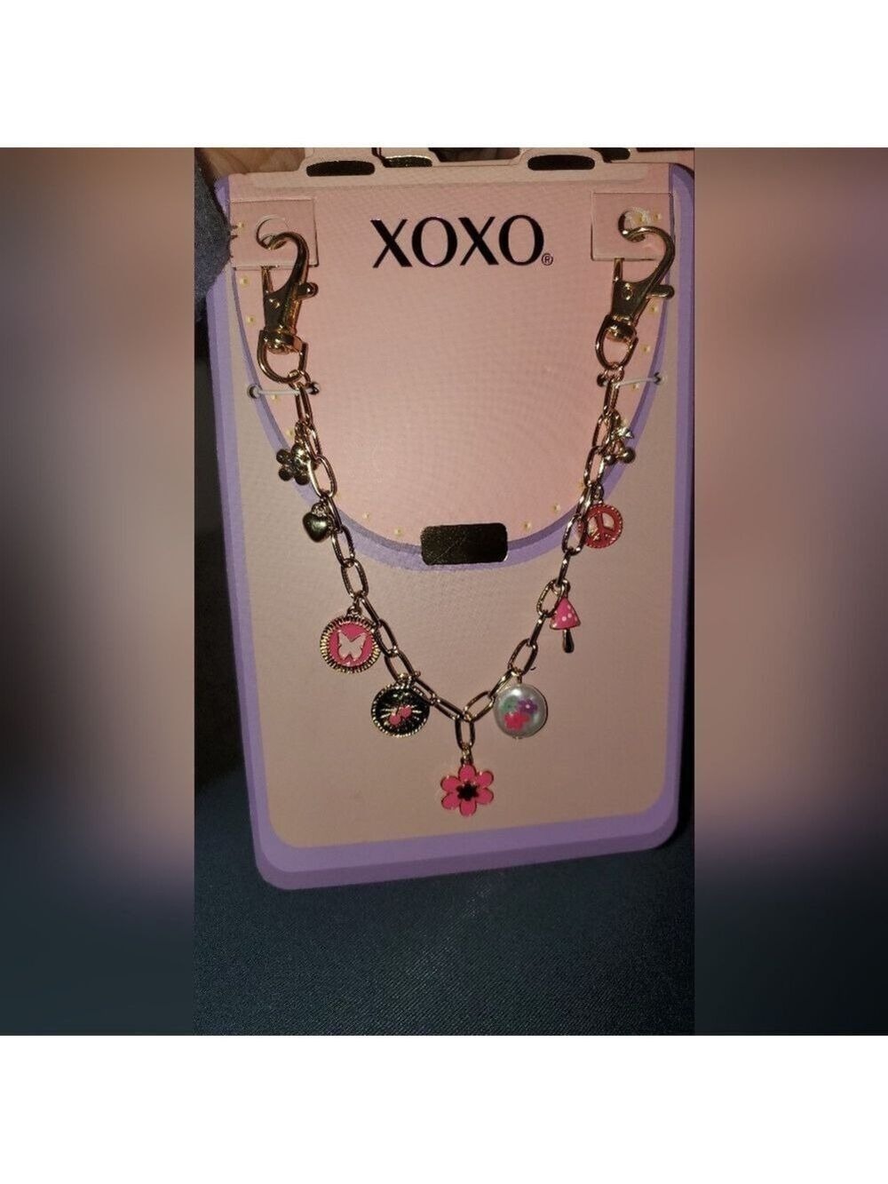 XOXO Gold and Pink Bag Charm NWT
